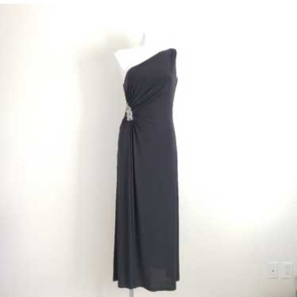 Eliza J Blue One-Shoulder Sleeveless Gown